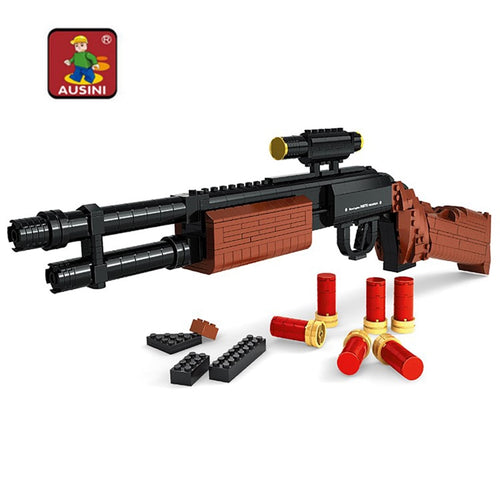 Ausini 527pcs Gun Model Assembled Toy Gun M870 Shotgun Building Blocks Gun Weapon Children Educational Military toys Gift